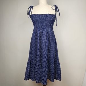 J. Crew Polka dot  Smocked Lightweight Flowy Beachy Lighthweight  Cotton Dress